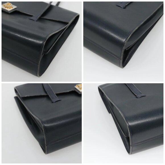 Christian Dior Hand Bag Leather Navy Gold Auth bs22492 - Picture 14 of 16